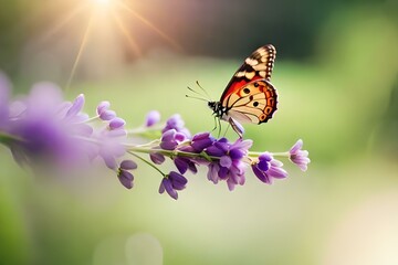 butterfly on flower by Generated with AI technology