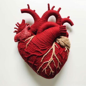 Life Size Crochet Human Heart Knitted Anatomical Art