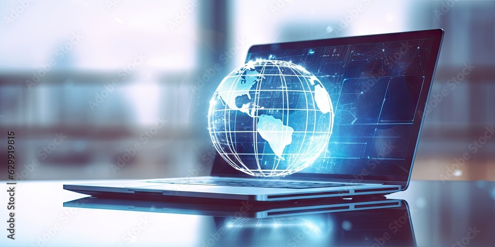 Poster virtual business. online communication and networking concepts. technology in the modern world. expl