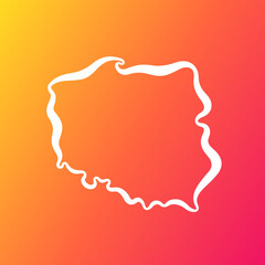 Poland - Outline Map on Gradient Background