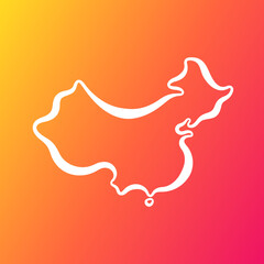 China - Outline Map on Gradient Background