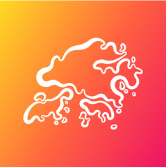 Hong Kong - Outline Map on Gradient Background