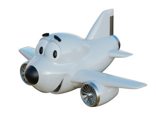 Naklejka premium Cartoon airplane with a smiling face 3d rendering