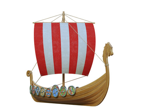 Viking ship isolated from background 3d rendering