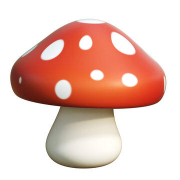Cartoon red and white mushroom 3d rendering