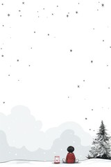 Naklejka premium A person sitting in the snow next to a christmas tree. Digital image.