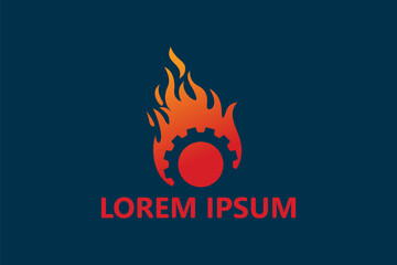 Fire gear logo template design vector