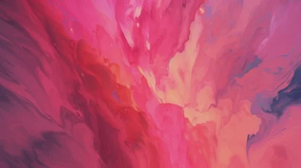 Fotobehang Arrière-plan de détail de peinture, effet texturé, mélange de peinture et de couleurs, rose, rouge, orange. Fond pour conception et création graphique. © FlyStun