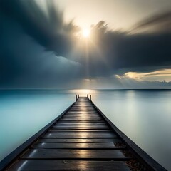 pier at sunset created using generative AI tools