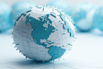 Globe with world map. Global business concept. 3D. created by generative AI technology.
