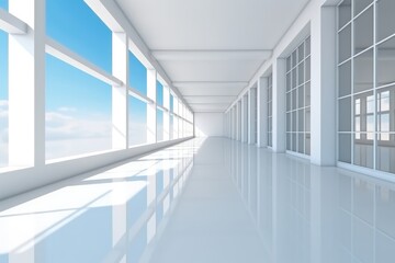 Empty corridor in a modern office building, Modern architecture.