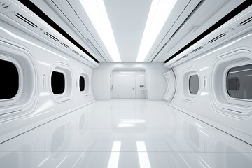 Obraz premium White Futuristic empty room.