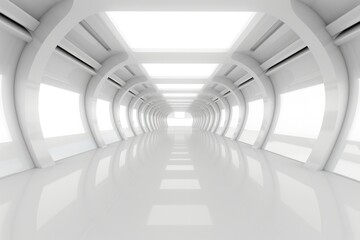 Abstract Futuristic empty floor and room Sci-Fi Corridor With light, White empty room.