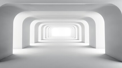 White tunnel, illustration modern interior design background.