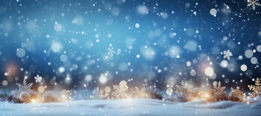 Winter season bokeh background. Christmas and new year event concept. Generative AI technology.