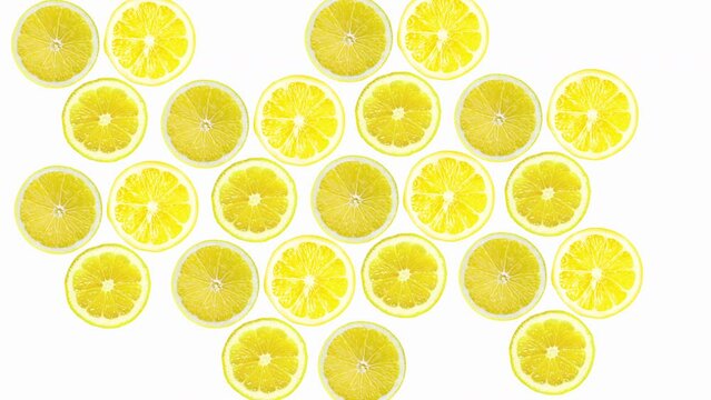 footage motion lemon slice animated on white background