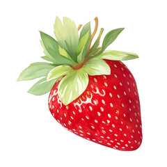 Watercolor strawberry isolated on transparent background. Ai generate.