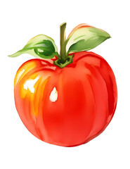 Watercolor tomato isolated on transparent background. Ai generate.
