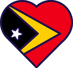 East Timor Flag Festive Patriot Heart Outline Icon