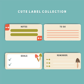 set of cute vector paper note with cute sticker for scrabooking