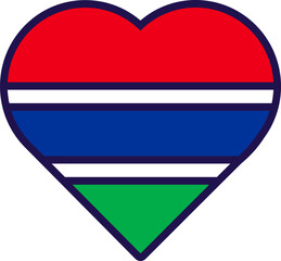 Gambia Flag Festive Patriot Heart Outline Icon