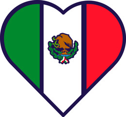 Mexico Flag Festive Patriot Heart Outline Icon