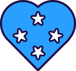 Micronesia Flag Festive Patriot Heart Outline Icon