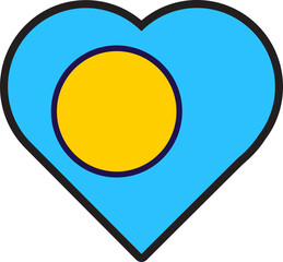 Palau Flag Festive Patriot Heart Outline Icon