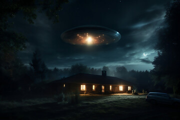 ufo over house at night