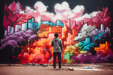 graffiti artist painting wall