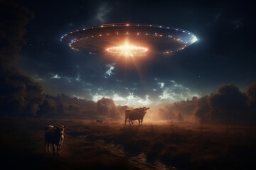 ufo and cows at night