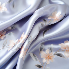 satin fabric floral pattern solid color with embroidery with Generative AI