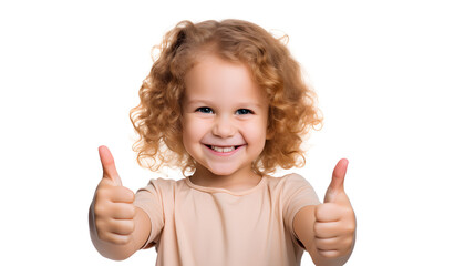 Cheerful Child Giving Thumbs Up - Transparent Background Portrait