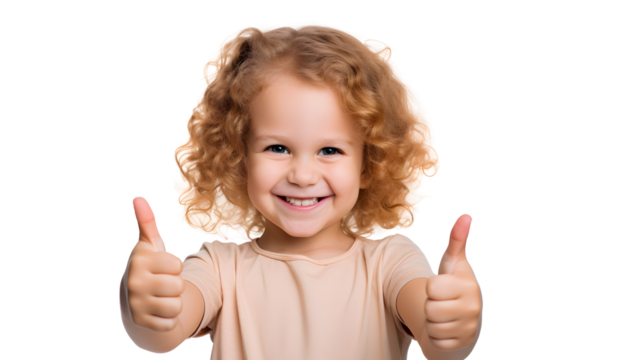 Cheerful Child Giving Thumbs Up - Transparent Background Portrait - Powered by Adobe