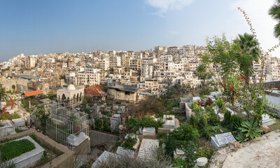 Muslim Cemetery and view of the Jessrin District, North Lebanon, Tripoli, Lebanon