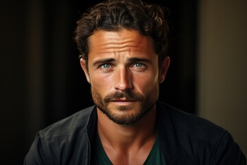 Obraz premium Masculinity and Grooming: A portrait of a man with a sultry, good-looking, sharp-tongued appearance.