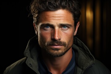 Obraz premium Masculinity and Grooming: A portrait of a man with a sultry, good-looking, sharp-tongued appearance.