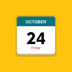 friday 24 october icon with yellow background, calender icon