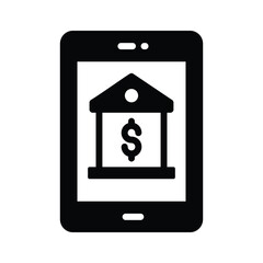 Bank inside mobile denoting concept icon of banking app, ready for premium use