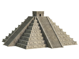 Mayan pyramid isolated on white 3d rendering