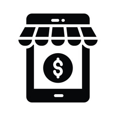 Dollar coin inside phone, A concept of m commerce icon, mobile shop vector design