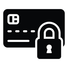 atm Card with padlock, secure payment concept icon, credit card security vector