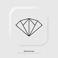 Diamond line icon. Gaming, precious crystal stone linear style sign for mobile concept and web design. Rich symbol, logo 