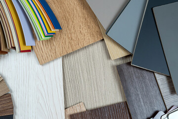 oak wood veneer flooring samples cloe up, furniture material