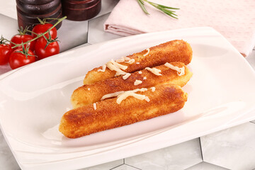 Fried cheese sticks for snack