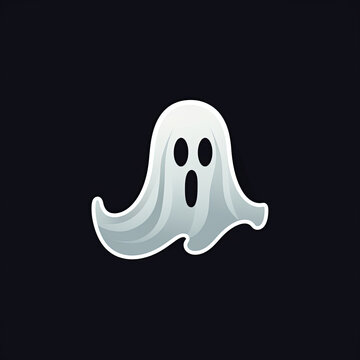halloween ghost icon in the dark, black background
