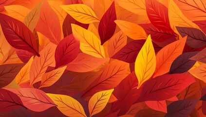 Naklejka na ściany i meble Leaves in autumn colors. AI generated