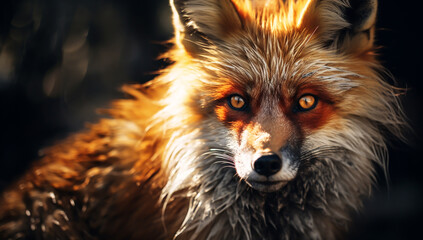 Obraz premium Red fox closeup. AI generated