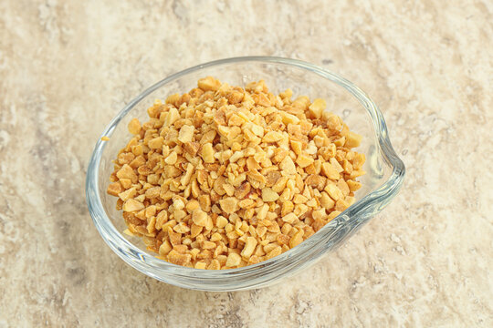Crunched roasted peanut in the bowl