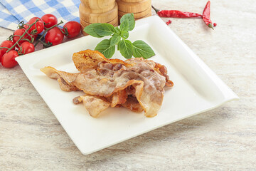 Fried pork bacon for breakfast